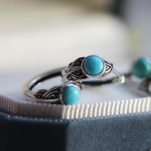 Genuine Turquoise hoop Earrings /Sterling 925Silver Turquoise hoops/Customize gift box/December birthstone gift/retro  hoops gift for her - Image 3