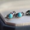 Genuine Turquoise hoop Earrings /Sterling 925Silver Turquoise hoops/Customize gift box/December birthstone gift/retro  hoops gift for her