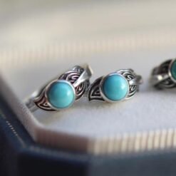 Genuine Turquoise hoop Earrings /Sterling 925Silver Turquoise hoops/Customize gift box/December birthstone gift/retro  hoops gift for her