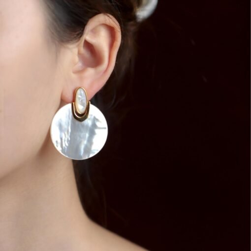 Natural white shell dangle Earrings/Sterling 925Silver 18K Gold-Plated shell drops/Customize gift box/Elegant & modern earrings/anniversary - Image 4