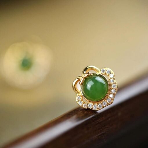 Natural green jade Stud Earrings/Sterling 925-Silver 18KGold-Plated jade Studs/Customize gift box/anniversary gift/cute butterfly earrings - Image 5
