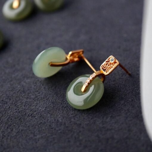 Natural jade dangle Earrings /Sterling 925 Silver 18K Gold-Plated jade drop & dangle earrings/Customize gift box/anniversary gift/nephrite - Image 5
