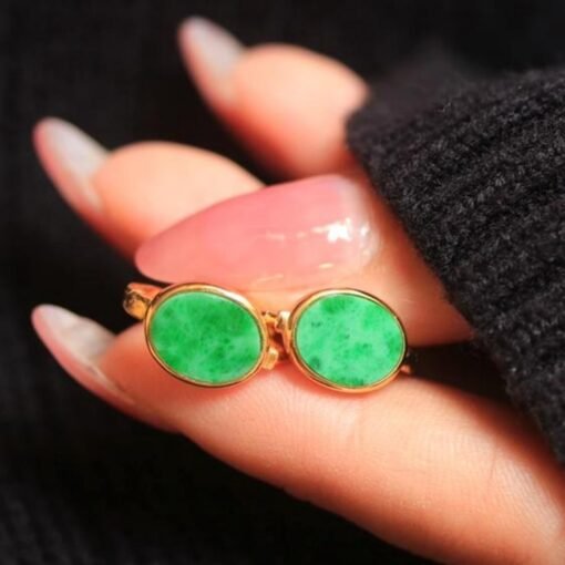 Natural green jadeite hoop Earrings /Sterling 925-Silver 18KGold-Plated jade hoops/Customize gift box/anniversary gift for her/gift for mom - Image 2