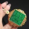 Natural green jade pendant/Sterling 925Silver 18KGold-Plated jadeite pendant/Customize gift box/anniversary gift/retro raw jade pendant