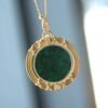 Natural green jade pendant/Sterling 925Silver 18KGold-Plated jadeite pendant/Customize gift box/anniversary gift/retro raw jade pendant