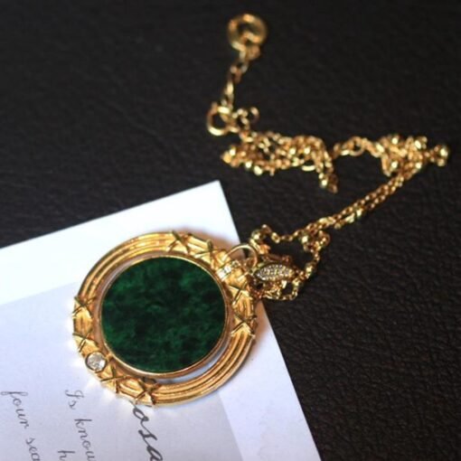 Natural green jade pendant/Sterling 925Silver 18KGold-Plated jadeite pendant/Customize gift box/anniversary gift/retro raw jade pendant - Image 5