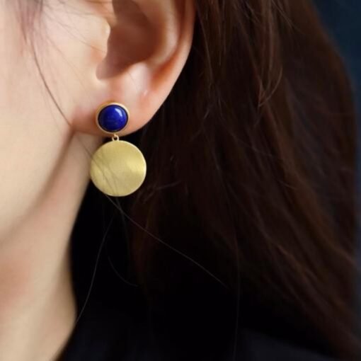 Natural Lapis lazuli dangle Earrings/Sterling 925 Silver 18k Gold-Plated Lapis lazuli drops/Customize gift box/anniversary gift/gift for mum - Image 2