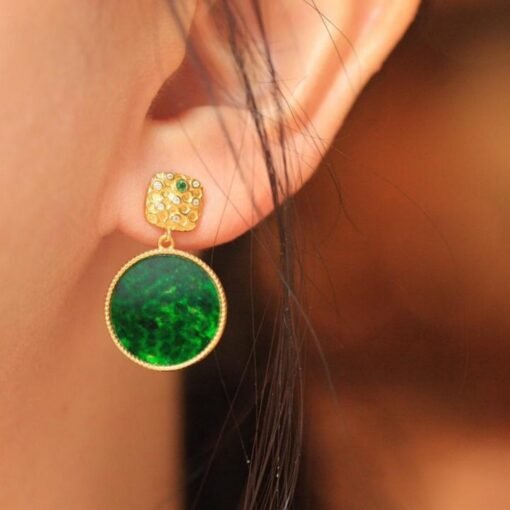 Natural green jade dangle Earrings /Sterling 925Silver 18KGold-Plated jadeite drop/Customize gift box/anniversary gift/retro earrings silver - Image 3