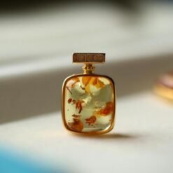 Natural Floral amber pendant/Sterling 925Silver 18K Gold-Plated Floral amber Studs/Customize gift box/amber perfume bottle earrings silver