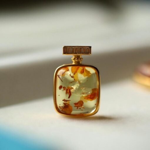 Natural Floral amber pendant/Sterling 925Silver 18K Gold-Plated Floral amber Studs/Customize gift box/amber perfume bottle earrings silver
