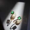 Natural green jadeite Stud Earrings /Sterling 925Silver 18K Gold-Plated jade Studs/Customize gift box/genuine jade earrings/anniversary gift