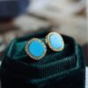 Genuine Turquoise stud Earrings/Sterling 925 Silver 18K Gold-Plated Turquoise studs/Customize gift box/December birthstone gift/anniversary