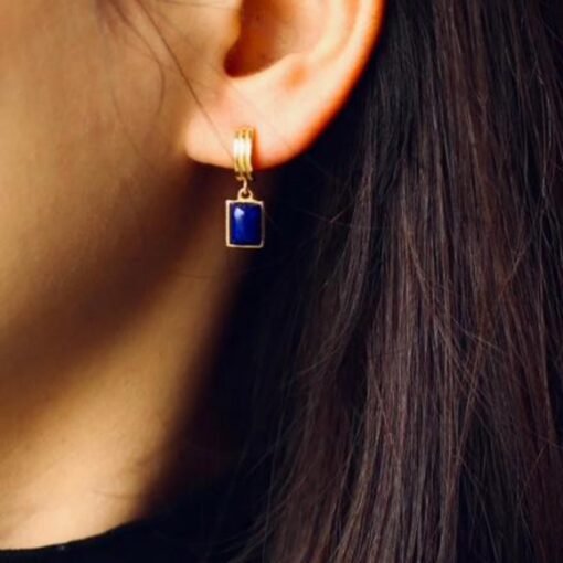 Natural Lapis lazuli dangle Earrings/Sterling 925 Silver 18k Gold-Plated Lapis lazuli drops/Customize gift box/anniversary gift/gift for mum - Image 3
