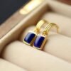 Natural Lapis lazuli dangle Earrings/Sterling 925 Silver 18k Gold-Plated Lapis lazuli drops/Customize gift box/anniversary gift/gift for mum