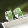 Natural green jade hoop Earrings /Sterling 925-Silver green Nephrite hoops/Customize gift box/anniversary gift/retro court hoop/gift for mum