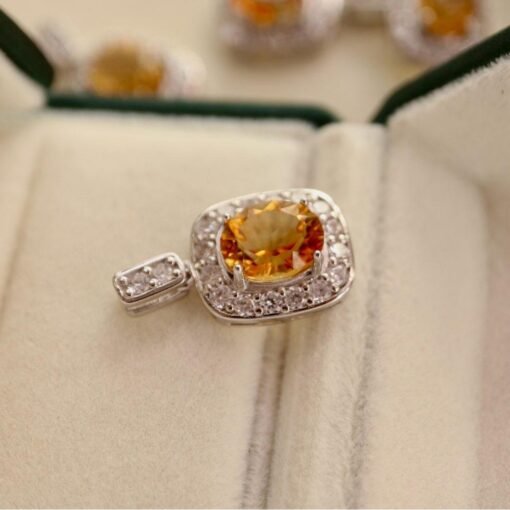 Natural Citrine pendant/Sterling 925Silver 18KGold-Plated Citrine pendant/Customize gift box/Citrine pendant gold/November birthstone gift - Image 3
