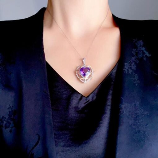 Natural Amethyst pendant/Sterling 925Silver 18k Gold-Plated Amethyst pendant/Customize gift box/February birthstone gift for her/gift formum - Image 2
