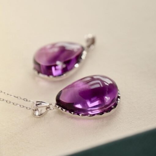Natural Amethyst pendant/Sterling 925Silver 18k Gold-Plated Amethyst pendant/Customize gift box/February birthstone gift for her/gift formum - Image 3