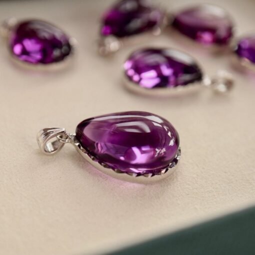 Natural Amethyst pendant/Sterling 925Silver 18k Gold-Plated Amethyst pendant/Customize gift box/February birthstone gift for her/gift formum - Image 4