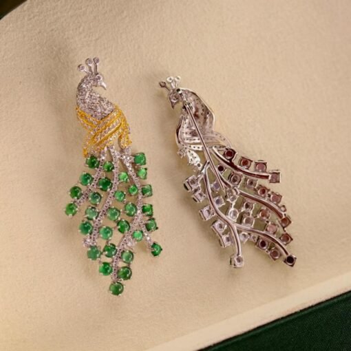 Natural green jadeite pendant/Sterling 925Silver 18KGold-Plated jade pendant/Customize gift box/Peacock pendant silver gift for her/mum gift - Image 4
