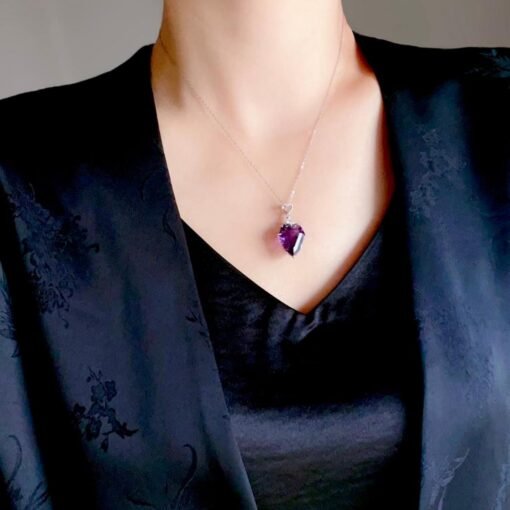 Natural Amethyst pendant/Sterling 925Silver 18k Gold-Plated Bullet-shaped Amethyst pendant/Customize gift box/February birthstone for her - Image 2