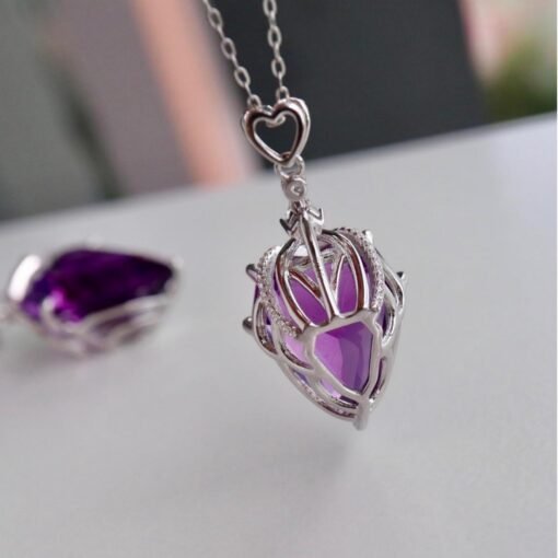 Natural Amethyst pendant/Sterling 925Silver 18k Gold-Plated Bullet-shaped Amethyst pendant/Customize gift box/February birthstone for her - Image 5