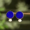 Natural Lapis lazuli stud Earrings/Sterling 925 Silver 18k Gold-Plated Lapis lazuli studs/Customize gift box/anniversary gift/gift for wife