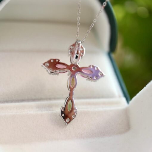 Natural rainbow tourmaline pendant/Sterling 925Silver 18k Gold-Plated tourmaline pendant/Customize gift box/February birthstone gift for her - Image 5