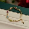 Natural rainbow stone bracelet/Sterling 925Silver 18KGold-Plated Multi-stone bracelet/garnet bracelet with topaz Amethyst citrine & peridot