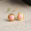 Natural pink Australian shell Stud Earrings/Sterling 925Silver 18KGold-Plated shell Studs/Customize gift box/anniversary gift/dainty studs
