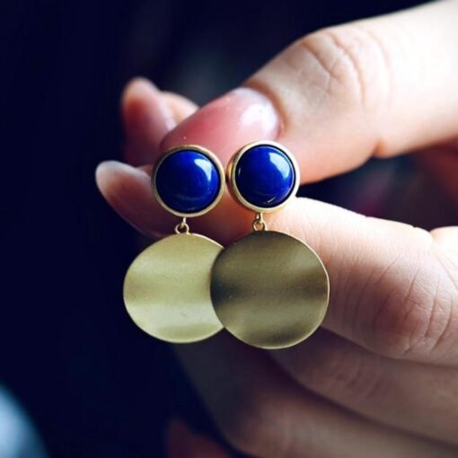 Natural Lapis lazuli dangle Earrings/Sterling 925 Silver 18k Gold-Plated Lapis lazuli drops/Customize gift box/anniversary gift/gift for mum