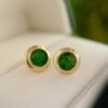 Natural jadeite Stud Earrings /Sterling 925 Silver 18k Gold-Plated green jade Studs/Customize gift box/anniversary gift/classic earrings