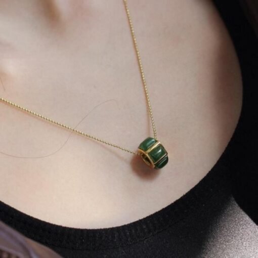 Natural green jade pendant/Sterling 925Silver 18K Gold-Plated heart cut jade pendant/Customize gift box/pendant silver gift/good luck gift - Image 4