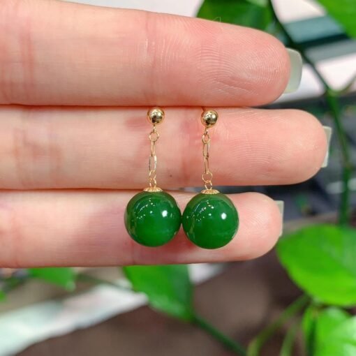Genuine green jade dangle Earrings/Sterling 925-Silver 18KGold-Plated jade drops/Customize gift box/anniversary gift/unique gift for wife