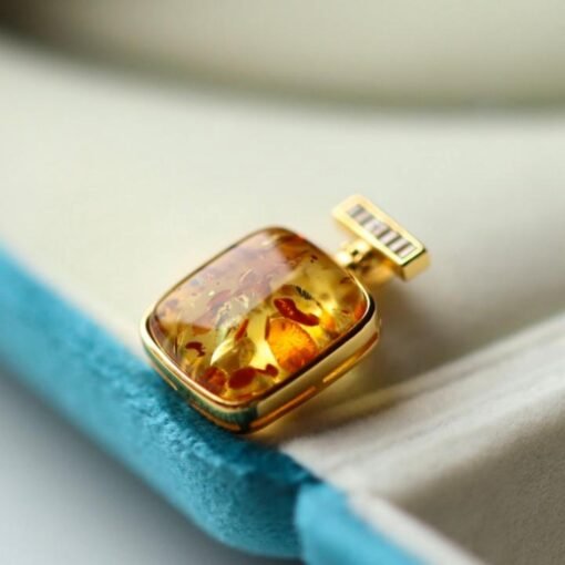 Natural Floral amber pendant/Sterling 925Silver 18K Gold-Plated Floral amber Studs/Customize gift box/amber perfume bottle earrings silver - Image 2