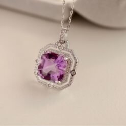 Natural  Amethyst pendant/Sterling 925Silver Amethyst pendant/Customize gift box/Amethyst pendant gold/February birthstone gift/gift forwife