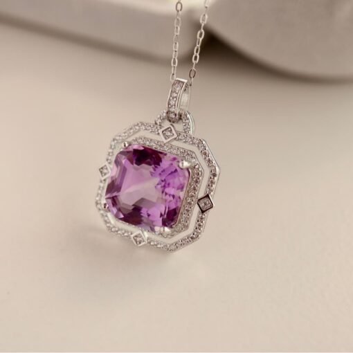 Natural  Amethyst pendant/Sterling 925Silver Amethyst pendant/Customize gift box/Amethyst pendant gold/February birthstone gift/gift forwife