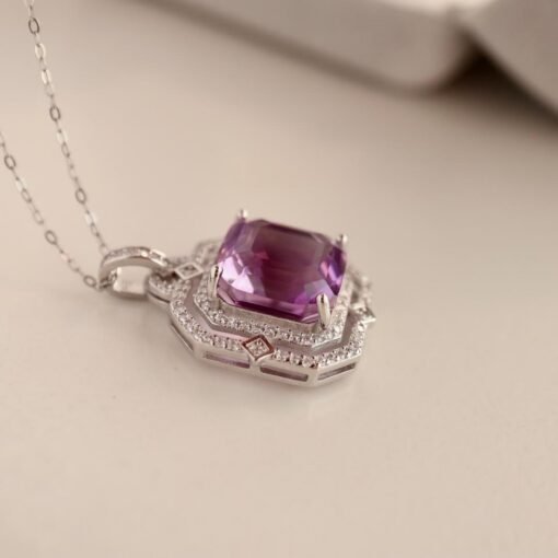Natural  Amethyst pendant/Sterling 925Silver Amethyst pendant/Customize gift box/Amethyst pendant gold/February birthstone gift/gift forwife - Image 4