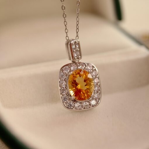 Natural Citrine pendant/Sterling 925Silver 18KGold-Plated Citrine pendant/Customize gift box/Citrine pendant gold/November birthstone gift - Image 4