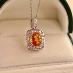 Natural Citrine pendant/Sterling 925Silver 18KGold-Plated Citrine pendant/Customize gift box/Citrine pendant gold/November birthstone gift