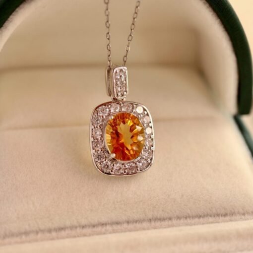 Natural Citrine pendant/Sterling 925Silver 18KGold-Plated Citrine pendant/Customize gift box/Citrine pendant gold/November birthstone gift