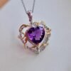 Natural Amethyst pendant/Sterling 925Silver 18k Gold-Plated Amethyst pendant/Customize gift box/February birthstone gift for her/gift formum