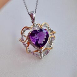 Natural Amethyst pendant/Sterling 925Silver 18k Gold-Plated Amethyst pendant/Customize gift box/February birthstone gift for her/gift formum