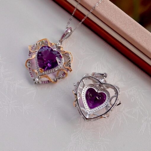 Natural Amethyst pendant/Sterling 925Silver 18k Gold-Plated Amethyst pendant/Customize gift box/February birthstone gift for her/gift formum - Image 5
