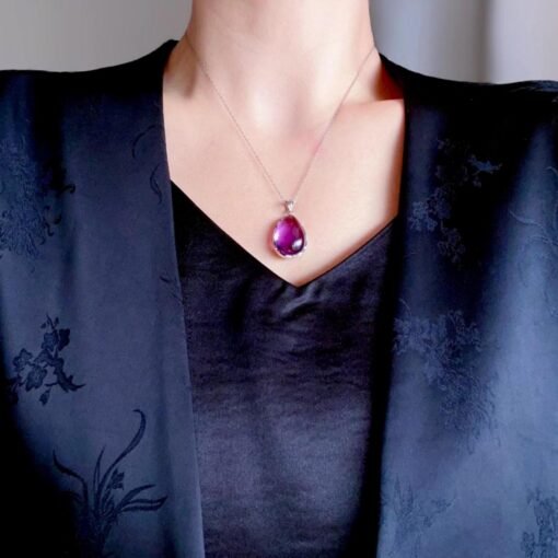 Natural Amethyst pendant/Sterling 925Silver 18k Gold-Plated Amethyst pendant/Customize gift box/February birthstone gift for her/gift formum - Image 2