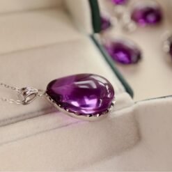 Natural Amethyst pendant/Sterling 925Silver 18k Gold-Plated Amethyst pendant/Customize gift box/February birthstone gift for her/gift formum