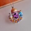 Natural Amethyst topaz pendant/Sterling 925Silver 18k Gold-Plated round Amethyst Castle pendant/Customize gift box/February birthstone gift