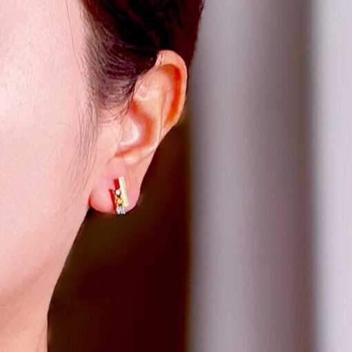 Natural rainbow stone Stud Earrings/Sterling 925Silver 18K Gold-Plated garnet Studs with topaz&citrine/Customize gift box/January birthstone - Image 2
