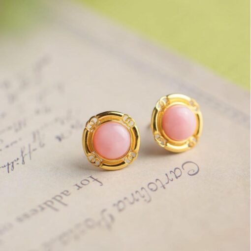 Natural pink Australian shell Stud Earrings/Sterling 925Silver 18KGold-Plated shell Studs/Customize gift box/anniversary gift/dainty studs - Image 2