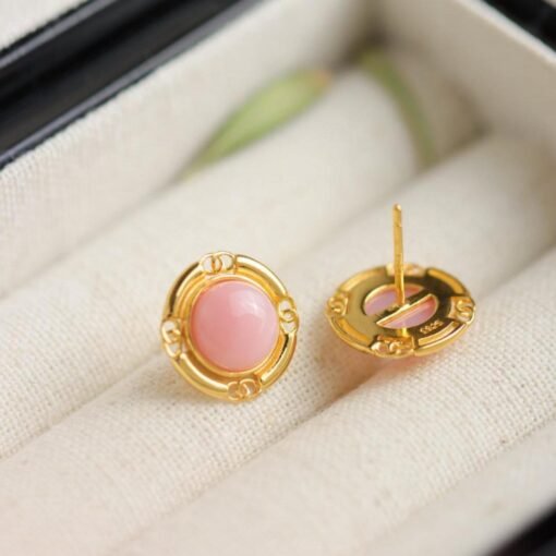 Natural pink Australian shell Stud Earrings/Sterling 925Silver 18KGold-Plated shell Studs/Customize gift box/anniversary gift/dainty studs - Image 3
